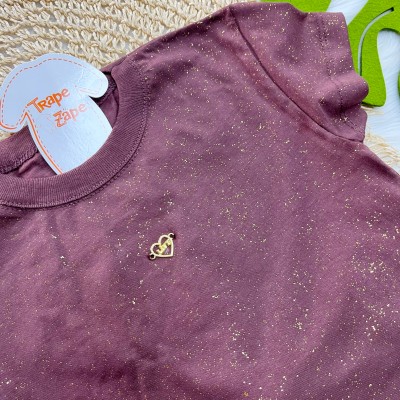 Conj. Blusa Coração e Short Brilhos - Uva